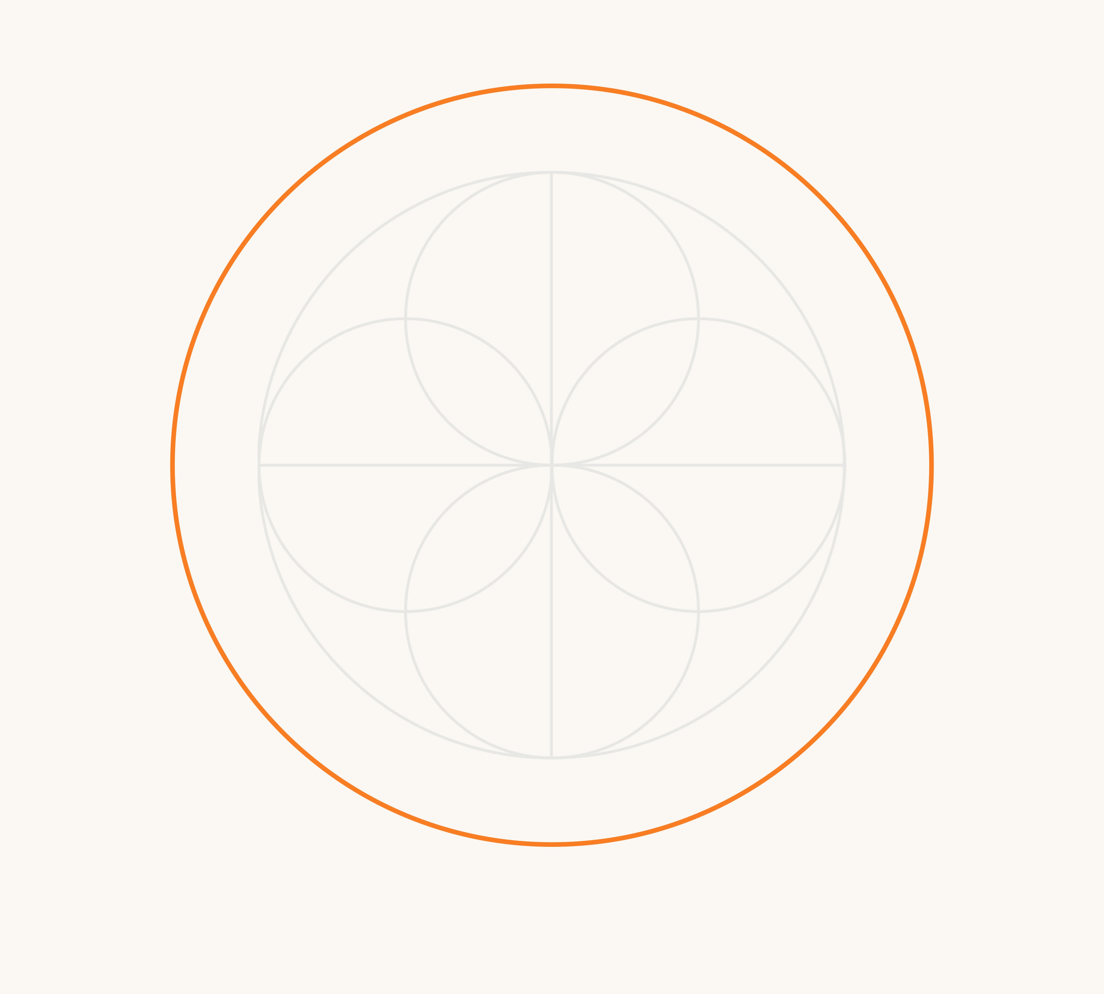 Orange ring and line-art rosette